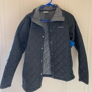 Women Columbia Quilted Jacket, Medium, NEW, gray, side packets, warm, casual